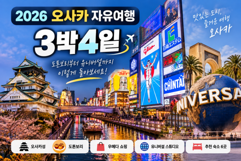 오사카 3박4일 자유여행 코스｜난바·오사카성·USJ 동선과 숙소 위치 정리