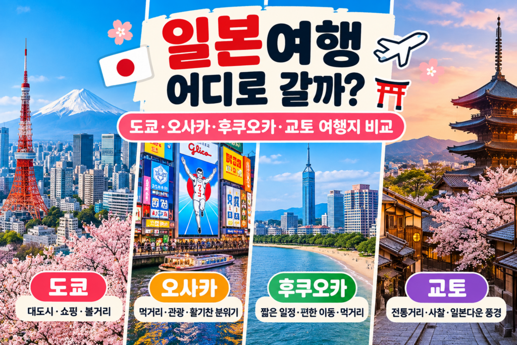 일본여행 어디로 갈까｜도쿄·오사카·후쿠오카·교토 여행지 비교 숙소 사진